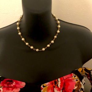 Sarah Coventry COV Gold Necklace Faux Pearl Chain Jewelry.  15” Rare.